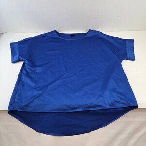 Vero Moda Satin Blue T-Shirt Blouse Size Medium Loose Fitting